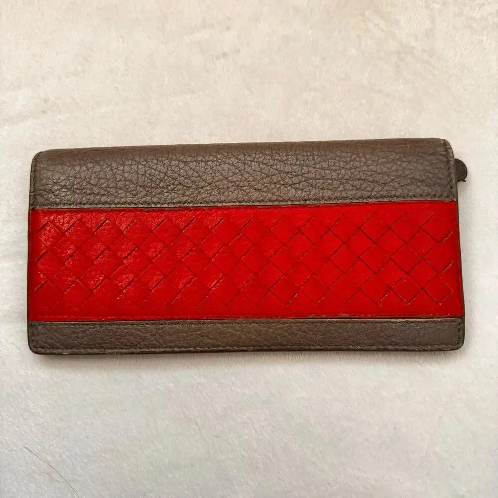 Bottega Veneta Multicolor Intrecciato Leather Bifold Long Slim Wallet B00090640Q